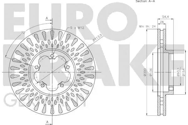 5815202587 EUROBRAKE Тормозной диск (фото 3)