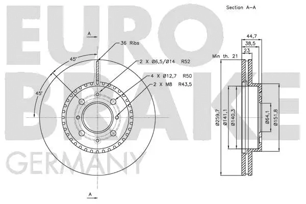 5815202632 EUROBRAKE Тормозной диск (фото 3)