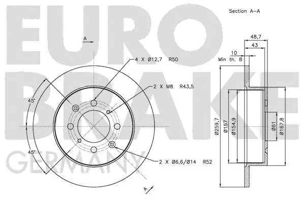 5815202633 EUROBRAKE Тормозной диск (фото 3)