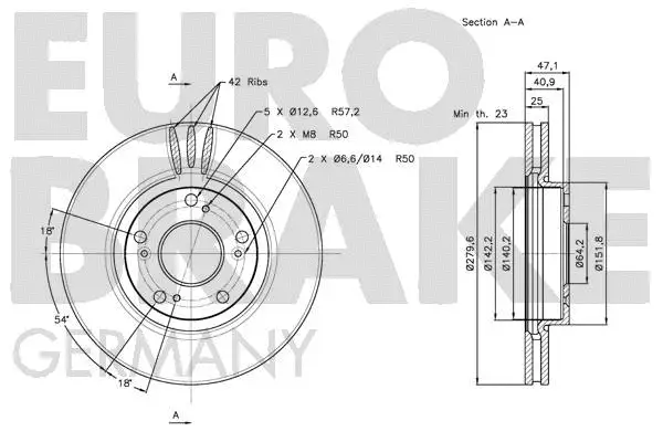 5815202637 EUROBRAKE Тормозной диск (фото 3)