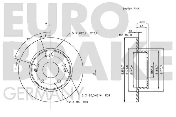 5815202638 EUROBRAKE Тормозной диск (фото 3)