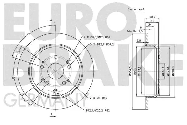 5815202642 EUROBRAKE Тормозной диск (фото 3)