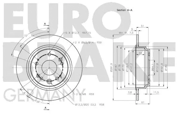5815202645 EUROBRAKE Тормозной диск (фото 3)