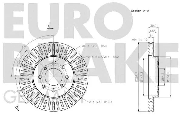 5815202647 EUROBRAKE Тормозной диск (фото 3)