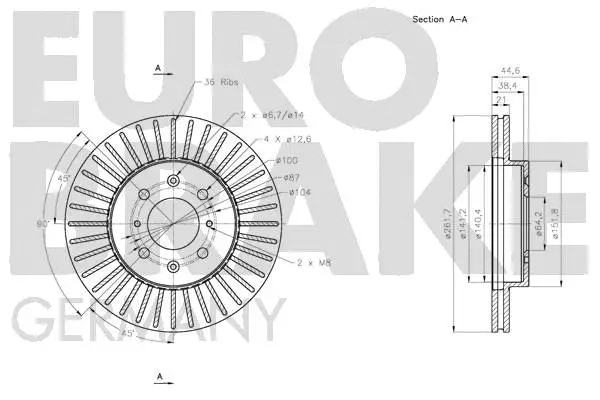 5815202656 EUROBRAKE Тормозной диск (фото 3)