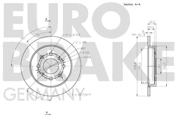 5815202657 EUROBRAKE Тормозной диск (фото 3)