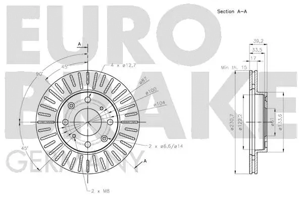 5815202665 EUROBRAKE Тормозной диск (фото 2)