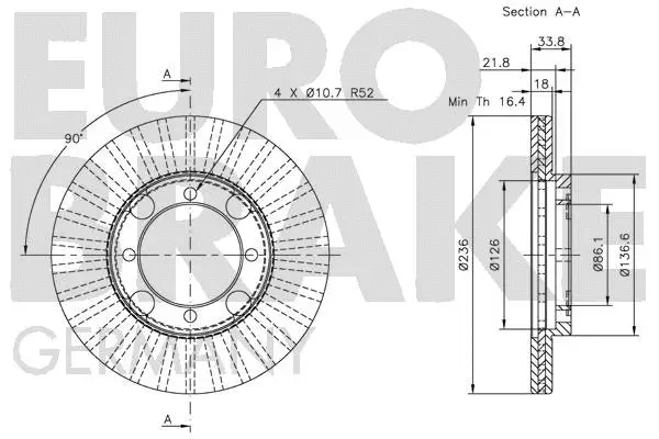 5815203011 EUROBRAKE Тормозной диск (фото 3)