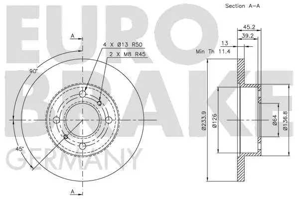 5815203018 EUROBRAKE Тормозной диск (фото 3)
