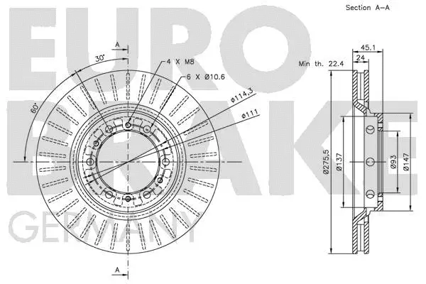 5815203030 EUROBRAKE Тормозной диск (фото 3)