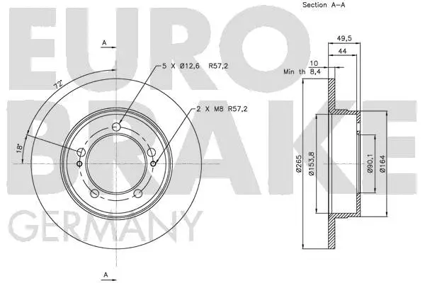 5815203037 EUROBRAKE Тормозной диск (фото 3)