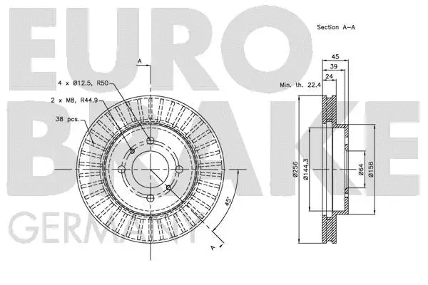 5815203039 EUROBRAKE Тормозной диск (фото 3)