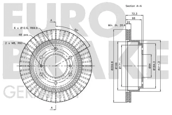 5815203041 EUROBRAKE Тормозной диск (фото 3)
