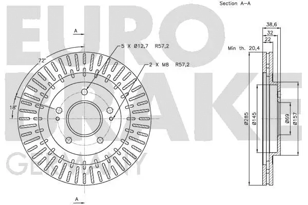 5815203048 EUROBRAKE Тормозной диск (фото 3)