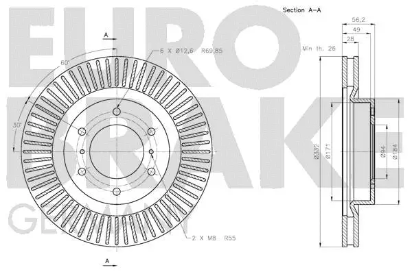 5815203055 EUROBRAKE Тормозной диск (фото 3)