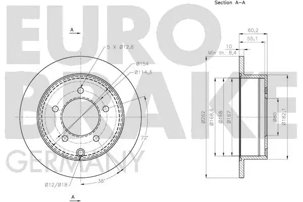 5815203058 EUROBRAKE Тормозной диск (фото 3)