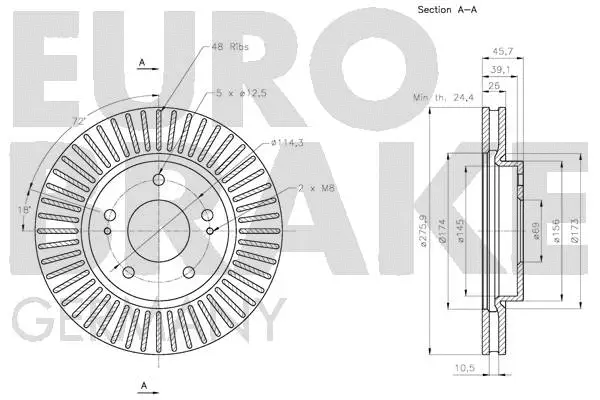 5815203060 EUROBRAKE Тормозной диск (фото 3)