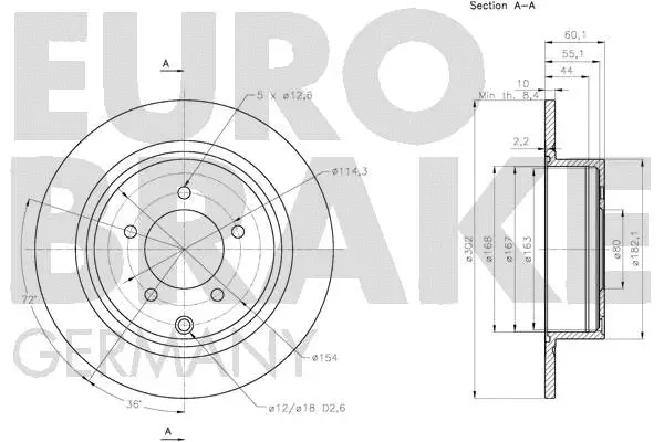 5815203083 EUROBRAKE Тормозной диск (фото 3)