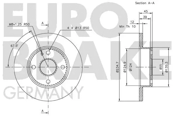 5815203225 EUROBRAKE Тормозной диск (фото 3)