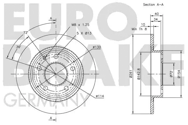 5815203228 EUROBRAKE Тормозной диск (фото 3)