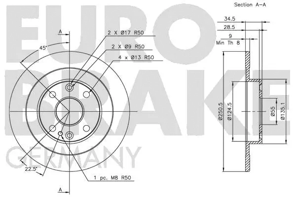 5815203231 EUROBRAKE Тормозной диск (фото 3)