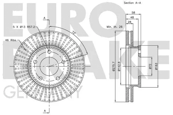 5815203243 EUROBRAKE Тормозной диск (фото 3)