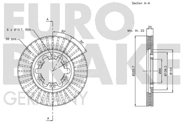 5815203255 EUROBRAKE Тормозной диск (фото 3)