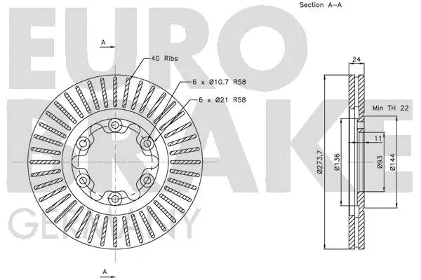 5815203256 EUROBRAKE Тормозной диск (фото 3)