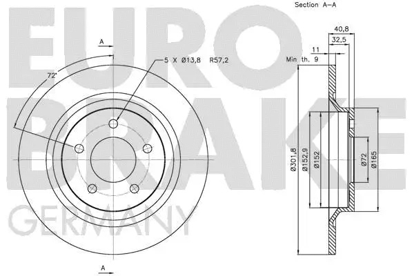 5815203261 EUROBRAKE Тормозной диск (фото 3)