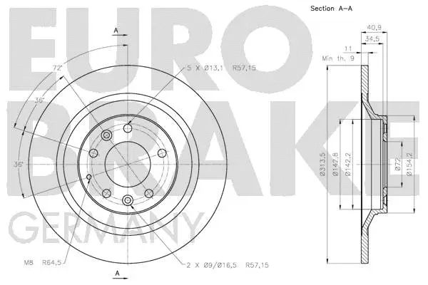 5815203265 EUROBRAKE Тормозной диск (фото 3)