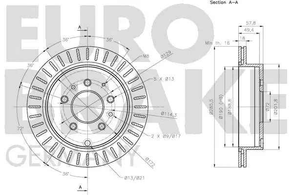 5815203277 EUROBRAKE Тормозной диск (фото 3)
