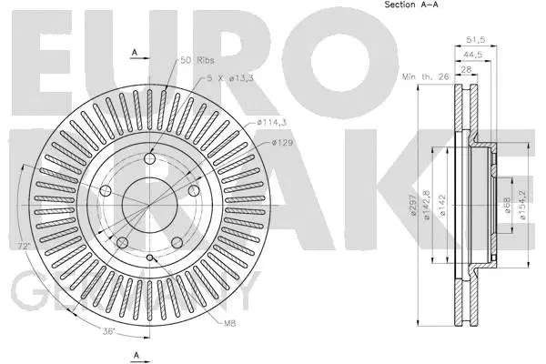 5815203278 EUROBRAKE Тормозной диск (фото 3)