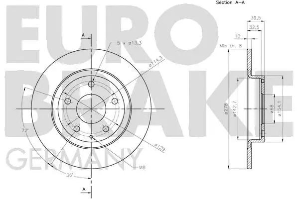 5815203280 EUROBRAKE Тормозной диск (фото 3)