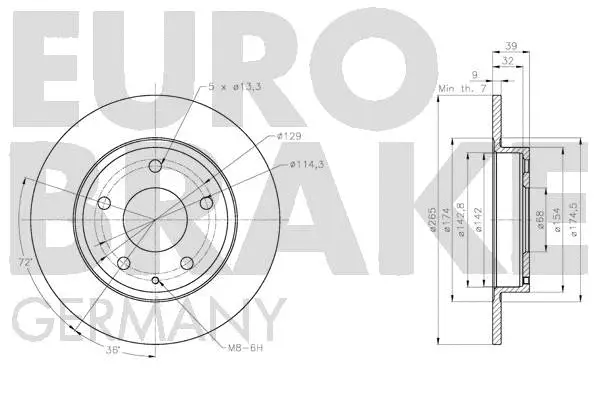 5815203283 EUROBRAKE Тормозной диск (фото 3)