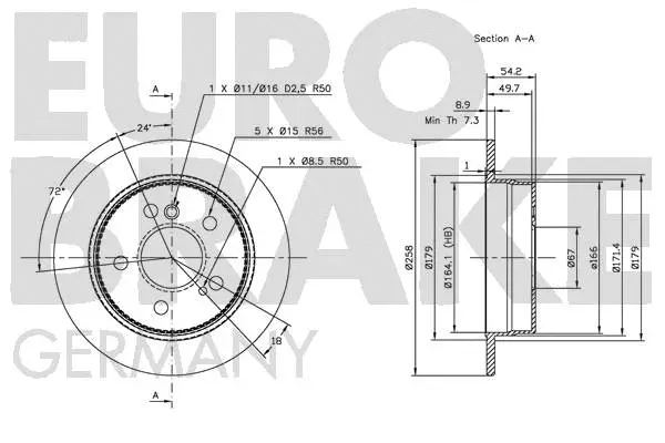 5815203307 EUROBRAKE Тормозной диск (фото 3)