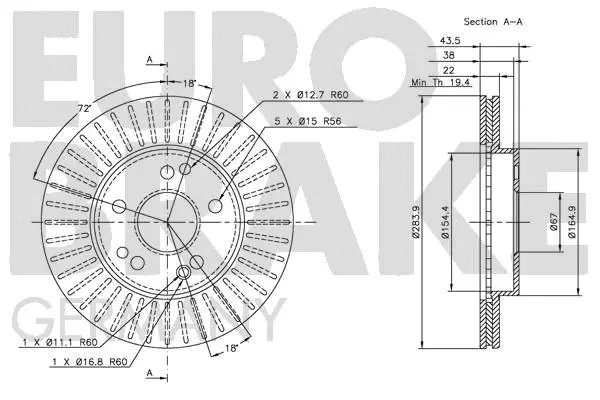 5815203308 EUROBRAKE Тормозной диск (фото 3)