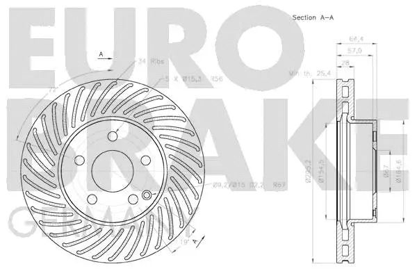 58152033100 EUROBRAKE Тормозной диск (фото 3)