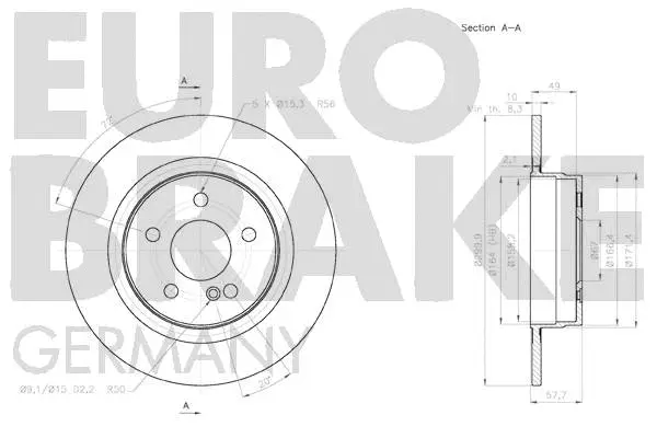 58152033101 EUROBRAKE Тормозной диск (фото 3)