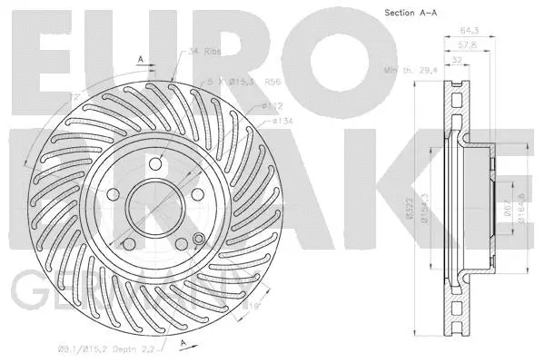 58152033103 EUROBRAKE Тормозной диск (фото 3)