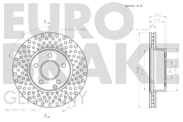 58152033106 EUROBRAKE Тормозной диск (фото 3)