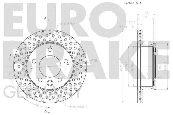 58152033107 EUROBRAKE Тормозной диск (фото 3)