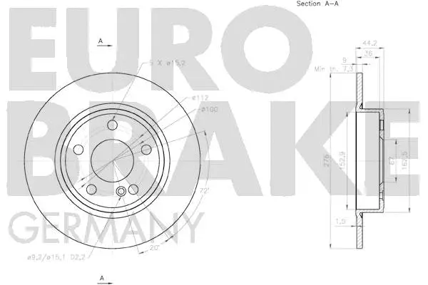 58152033113 EUROBRAKE Тормозной диск (фото 3)
