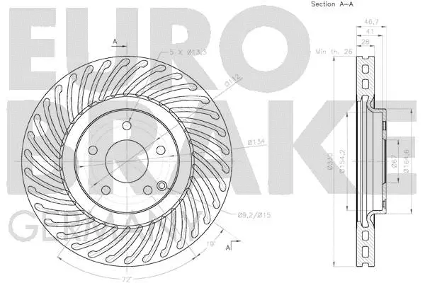 58152033114 EUROBRAKE Тормозной диск (фото 3)