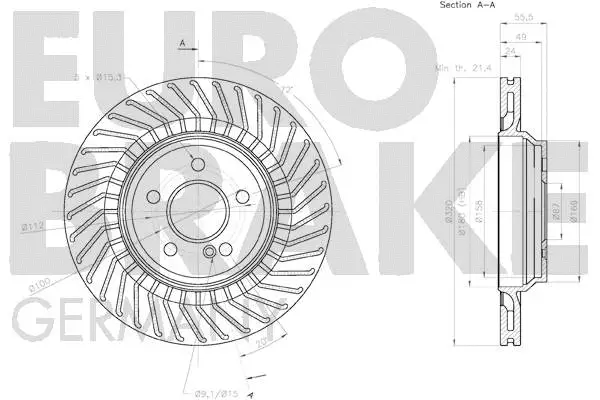 58152033120 EUROBRAKE Тормозной диск (фото 3)