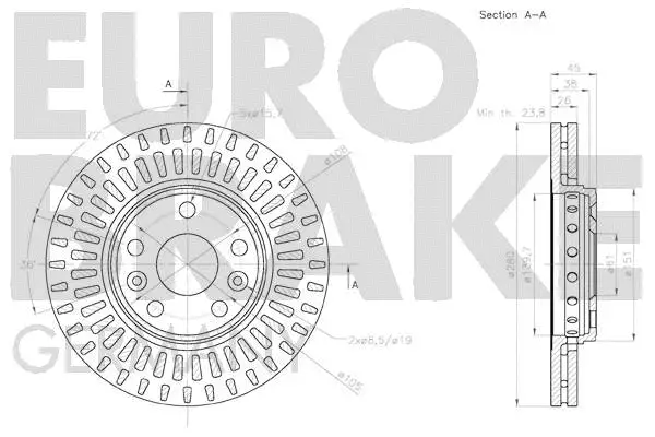 58152033122 EUROBRAKE Тормозной диск (фото 3)