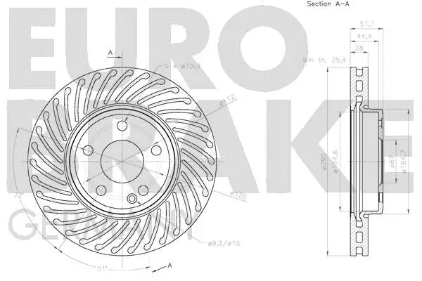 58152033125 EUROBRAKE Тормозной диск (фото 3)