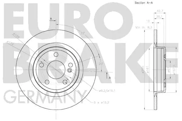 58152033126 EUROBRAKE Тормозной диск (фото 3)