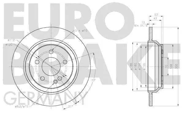 58152033130 EUROBRAKE Тормозной диск (фото 3)