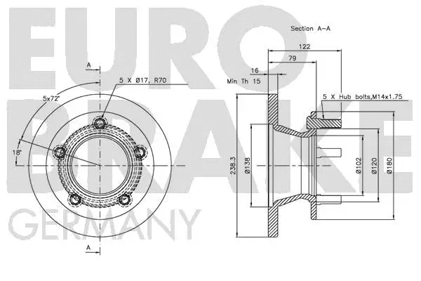 5815203314 EUROBRAKE Тормозной диск (фото 3)