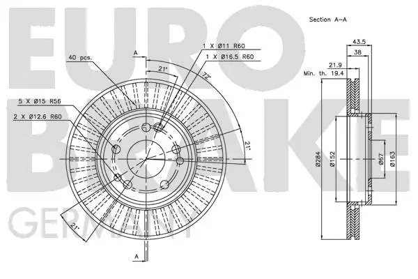 5815203321 EUROBRAKE Тормозной диск (фото 3)